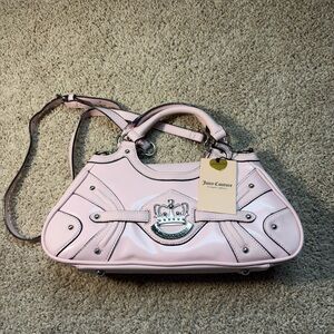NWT Juicy Couture Her Majesty Satchel Chiffon Pink Y2K Crown Logo Crossbody Bag